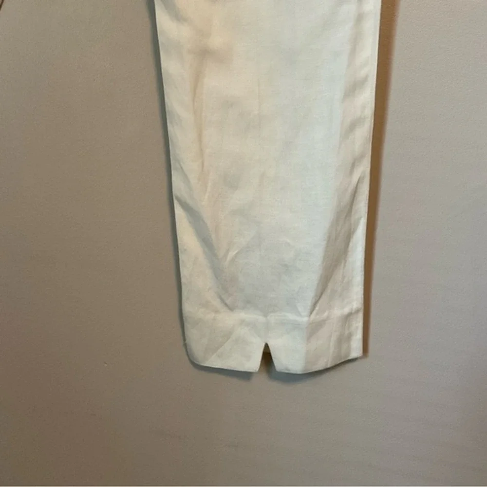ZOEY Womens White Linen Blend Cropped‎ Pants Size 14